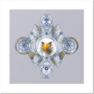 Eagle in Sacred Geometry Ornament Posters and Art